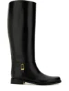 Saint Laurent Black Horny Leather Boots In Black