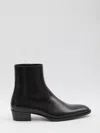 Saint Laurent Black Roman Boots In Smooth Leather In Multi