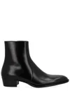 Saint Laurent Ankle Boots With Block Heel And Pointed Toe In Black