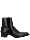 Saint Laurent Smooth Leather Roman Boots In Black