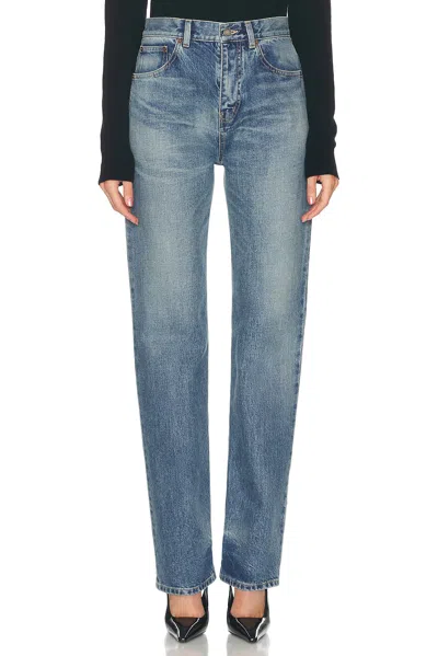 Saint Laurent Bootcut Leg Jeans In Blue