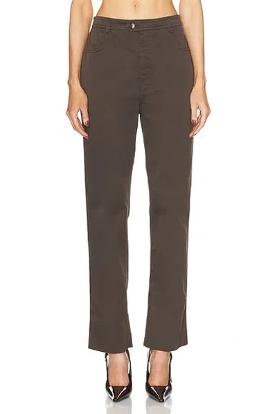 Saint Laurent Dark Brown Cotton Pant In Darkbrown