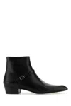Saint Laurent Augustin Ankle Boots With Pointed Toe And Buckle Detail