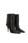 Saint Laurent Niki Smooth Leather Ankle Boots Shoes In Black
