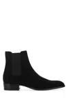 Saint Laurent Man Ankle Boots Dark Green Size 12 Soft Leather In Black