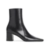 Saint Laurent Ankle Block Heel Square Toe Boot In Black