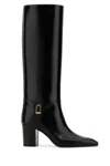 Saint Laurent Julia 75 Knee-high Leather Boots In Black