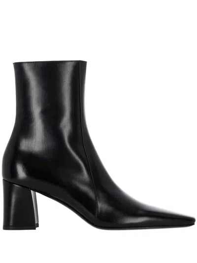 Saint Laurent Rainer 75 Patent Leather Ankle Boots In Black