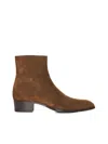 Saint Laurent Men's Wyatt 40 Suede Zip Ankle Boots In Land