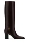 Saint Laurent Julia Knee-high Boots Block Heel In Purple