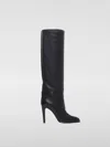 Saint Laurent Diane Buckled Glossed-leather Knee Boots In Schwarz