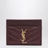 Saint Laurent Bordeaux Cassandre Card Holder