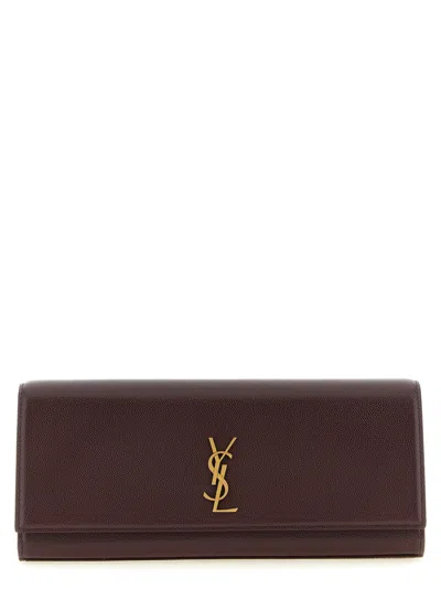 Saint Laurent Bordeaux Kate Medium Clutch In Burgundy