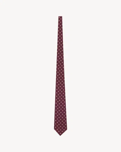 Saint Laurent Bordeaux Silk Tie With Print