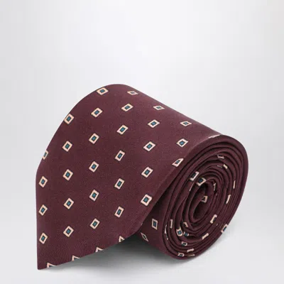 Saint Laurent Bordeaux Tie With Print In Red