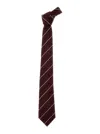 Saint Laurent Bordeaux Tie With Rear Tie Closure And All-over Stirped Motif In Wool And Silk Woman In Red