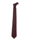 Saint Laurent Bordeaux Wide Tie With All-over Square Motif In Silk Woman