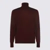 Saint Laurent Wool Turtleneck Sweater Long Sleeves In Burgundy