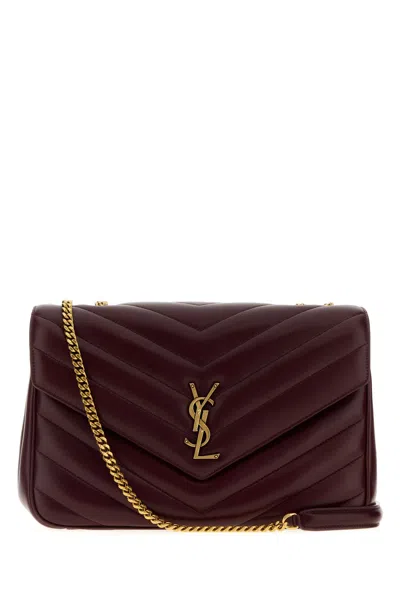 Saint Laurent Borsa A Spalla Lou Lou Grande In Pelle Bordeaux  Donna