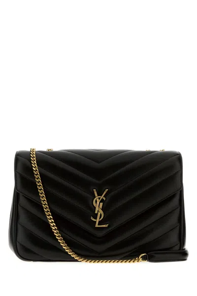 Saint Laurent Borsa A Spalla Lou Lou Grande In Pelle Nera  Donna