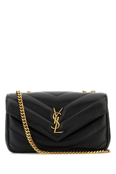 Saint Laurent Borsa A Spalla Loulou Piccola In Pelle Nera Donna