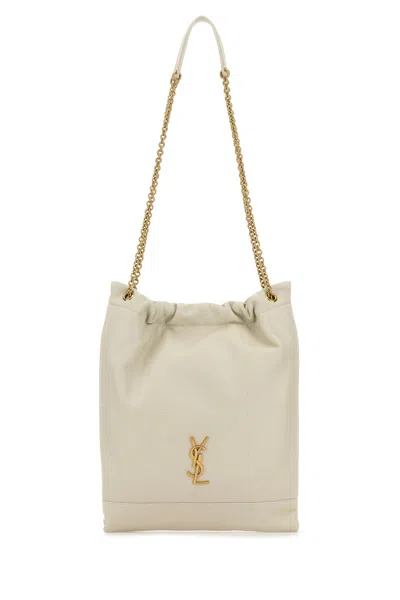 Saint Laurent Borsa A Spalla Pochon In Pelle Avorio Donna