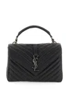 Saint Laurent College Medium Flap Ysl Shoulder Bag In Quilted Leather In Black