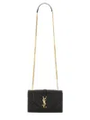 Saint Laurent Women Small Envelope Quilted Grain Leather Bag In Black