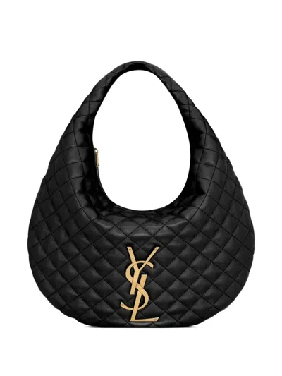 Saint Laurent Icare Ysl Quilted Nappa Leather Hobo Bag In Black