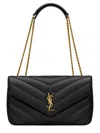 Saint Laurent Black Loulou Medium Shoulder Bag In Blue