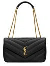 Saint Laurent Loulou Medium Ysl Chain Shoulder Bag In Quilted Leather In Black