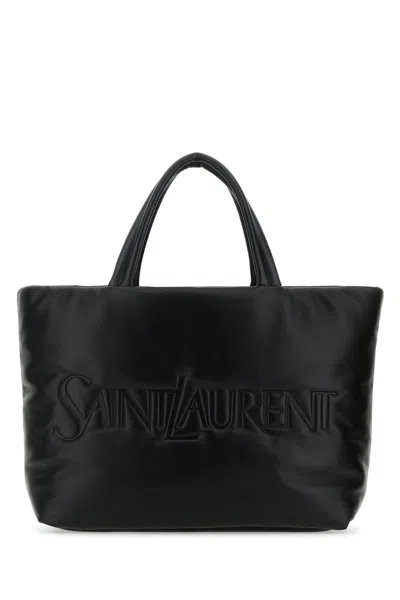 Saint Laurent Logo Debossed Large Tote Bag In Black