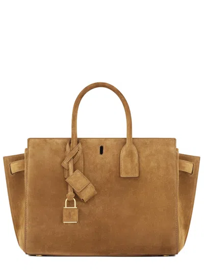 Saint Laurent Large Sac De Jour Suede Tote In Brown