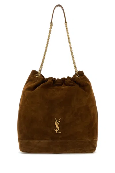 Saint Laurent Borsa Shopping Jamie Grande In Pelle Scamiciata Marrone  Donna