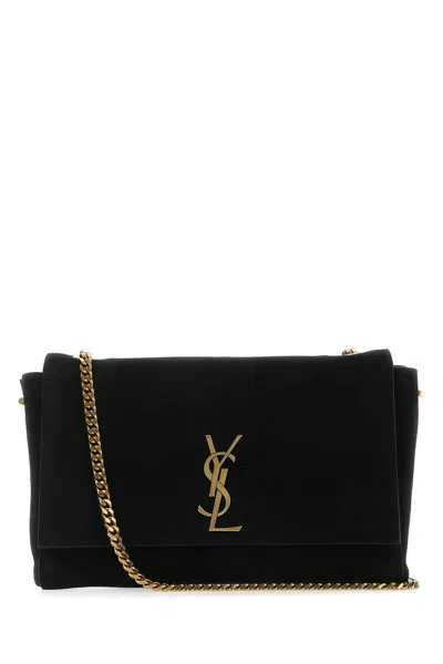 SAINT LAURENT BORSA A SPALLA KATE MEDIA IN PELLE SCAMOSCIATA NERA  DONNA