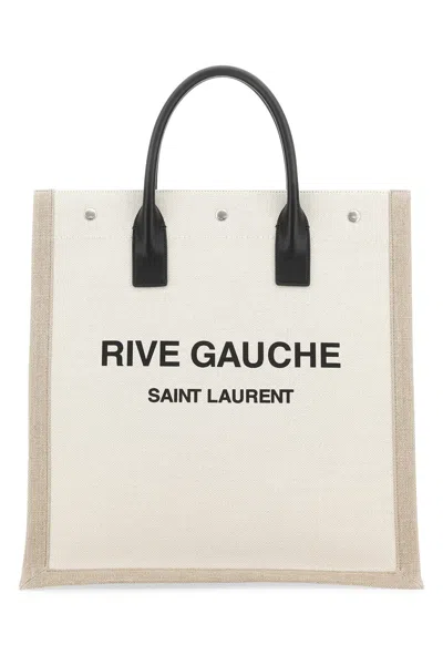 Saint Laurent Man Two-tone Canvas Rive Gauche Shopping Bag In Multicolor