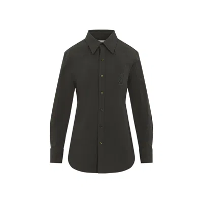 Saint Laurent Bottle Green Cotton And Linen Shirt