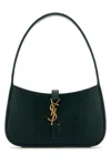 Saint Laurent Mini Structured Reptile Embossed Top Handle Handbag In Dark Green