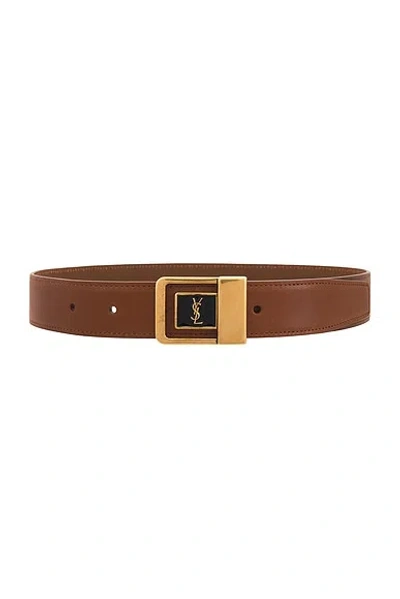 Saint Laurent Female Buckle Belt In Kobicha & Black