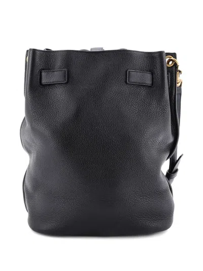 Pre-owned Saint Laurent Boucle Leather Bucket Bag In Black