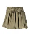 Saint Laurent Bouffant Silk Shorts In Green