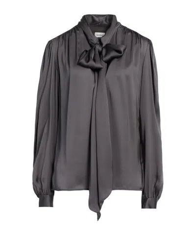 Saint Laurent Bow Blouse In Gray