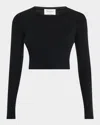 Saint Laurent Bow Cutout Crop Cashmere Sweater In Noir