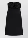 Saint Laurent Black Bowl-detail Strapless Minidress In Viscose Woman In Black