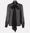 Saint Laurent Bow-detailed Sheer Silk Blouse In Black