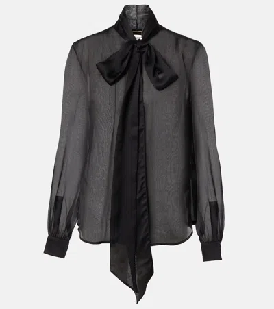 SAINT LAURENT BOW-DETAIL SILK BLOUSE