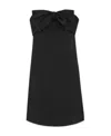 Saint Laurent Black Bowl-detail Strapless Minidress In Viscose Woman In Black