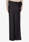 SAINT LAURENT BOW DETAILED SILK MAXI SKIRT