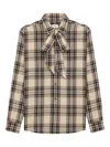 Saint Laurent Tartan Check Long-sleeved Shirt In Neutral