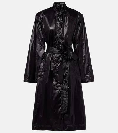 Saint Laurent Bow-detail Belted Trench Coat In Black